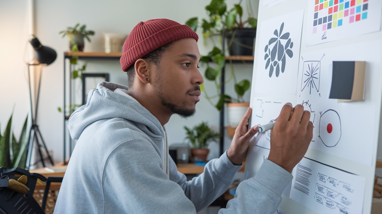 A creative doodling on a white board.